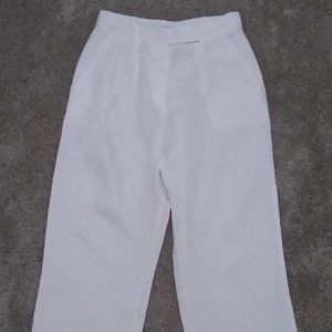Na-Kd white linen cropped pants high waist trousers sz 36 capris wide leg small